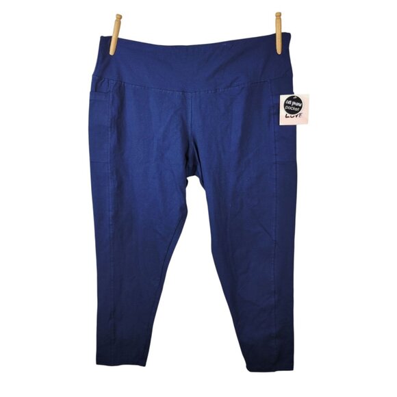 NEW Sweater Project Pants Crop Leggings Plus 3X Pull On Stretch Waist Navy Blue - Picture 2 of 7